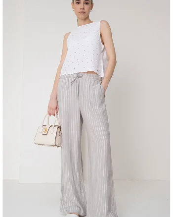 Bluza fara maneci cu decolteu rotund, Alb