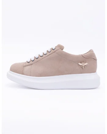 Pantofi sport cu talpa wedge, Auriu/Maro deschis