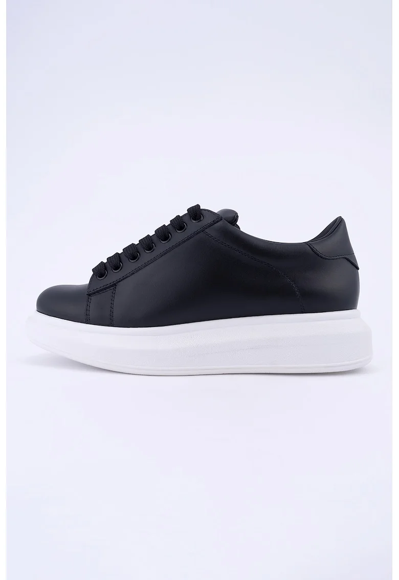 Pantofi sport cu talpa wedge, Negru/Negru stins