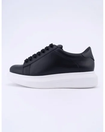 Pantofi sport cu talpa wedge, Negru/Negru stins