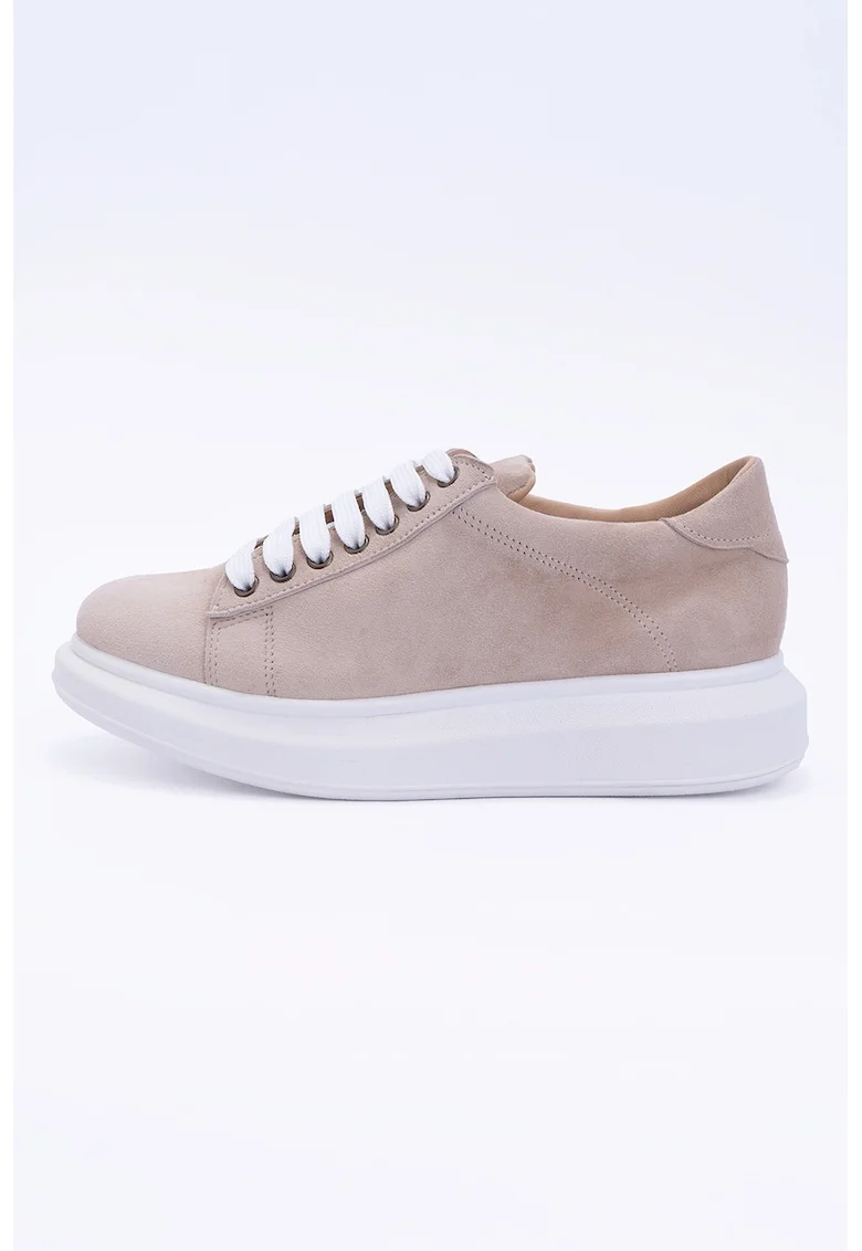 Pantofi sport cu talpa wedge, Alb/Bej deschis