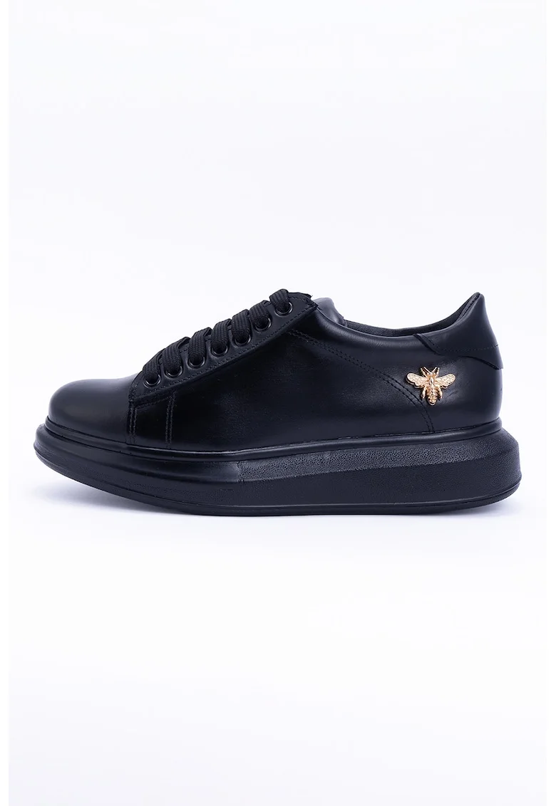 Pantofi sport cu talpa wedge, Negru/Gri carbune