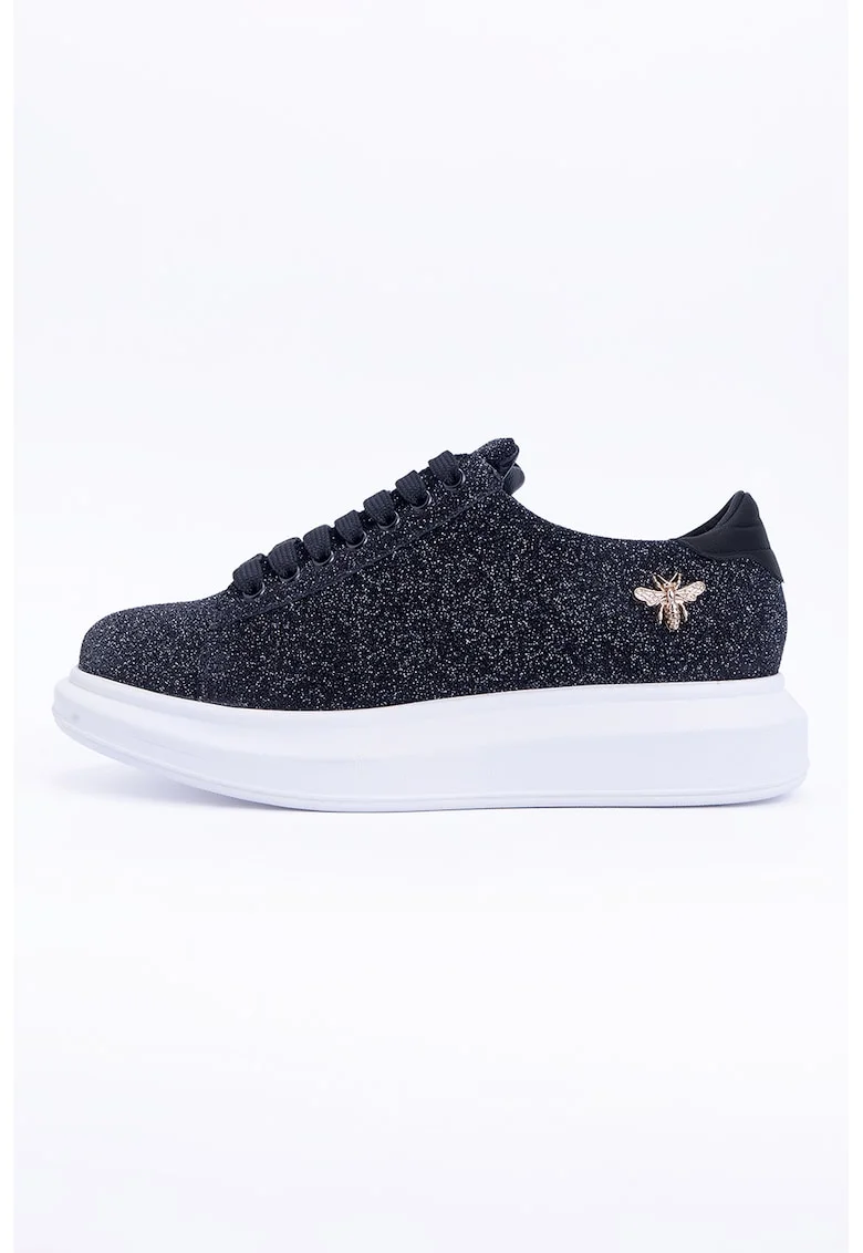 Pantofi sport cu talpa wedge, Gri carbune