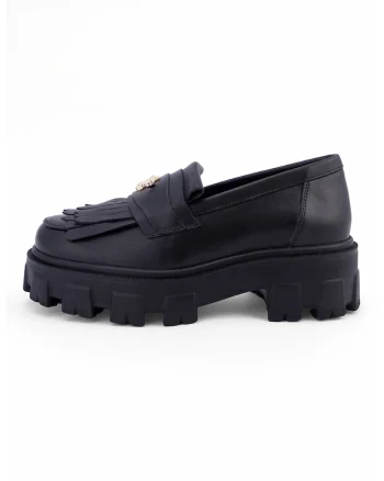Pantofi loafer din piele cu detalii cu franjuri Astra, Negru