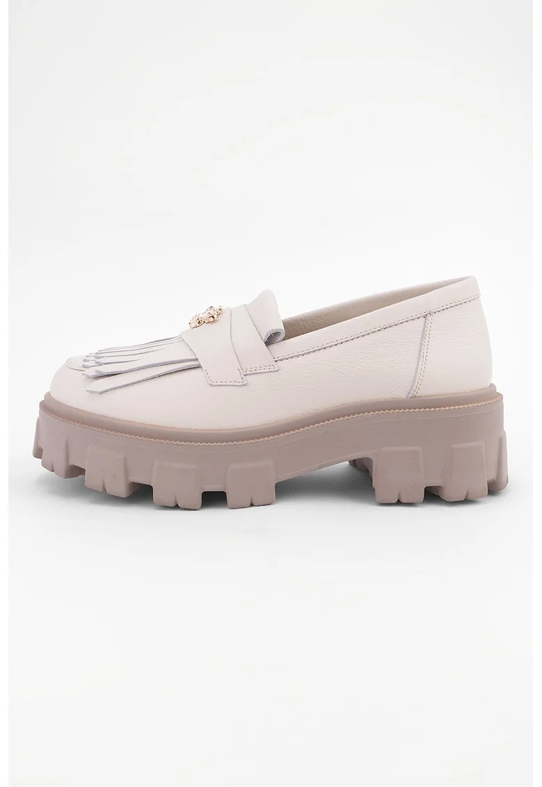 Pantofi loafer din piele cu detalii cu franjuri Astra, Bej