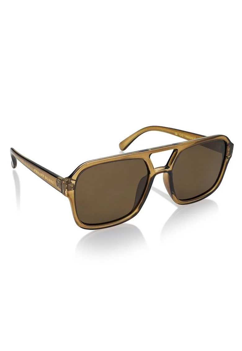 Ochelari de soare aviator unisex polarizati cu model uni, Caramel