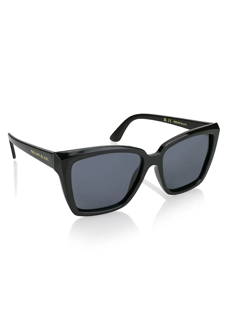 Ochelari de soare unisex cat-eye masivi polarizati, Negru