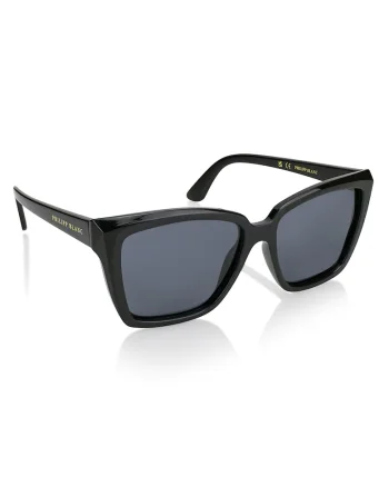 Ochelari de soare unisex cat-eye masivi polarizati, Negru