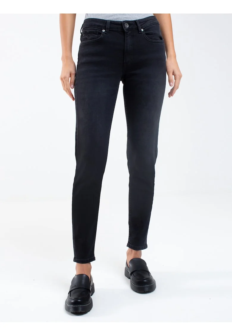 Blugi conici cu talie medie Maila, Negru, Negru