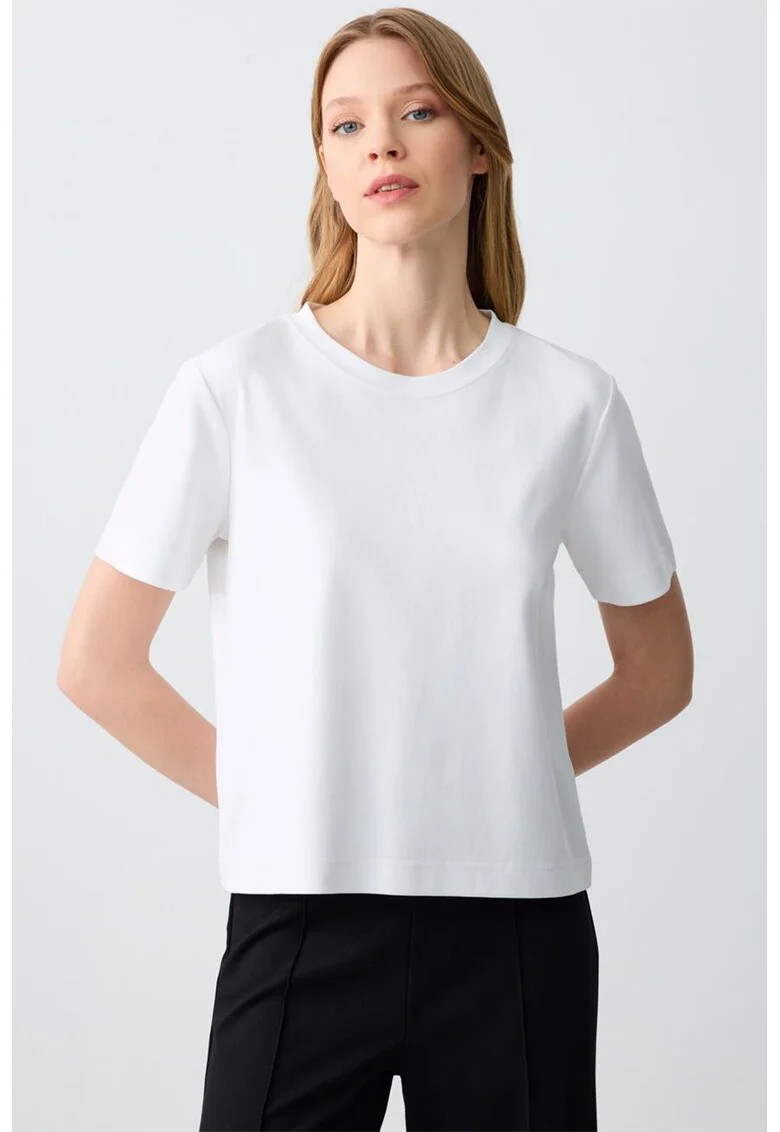 Tricou uni din bumbac, Alb optic