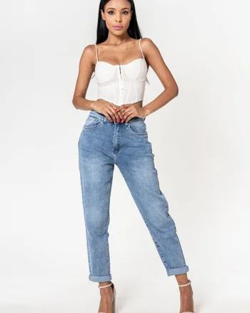 Blugi dama mom fit  albastru P502-21 M7 17150, Albastru