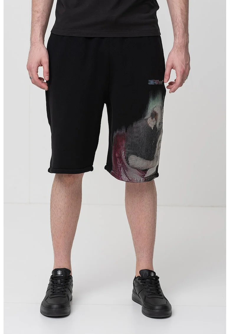 Pantaloni scurti de trening cu snur, Verde/Negru/Bej