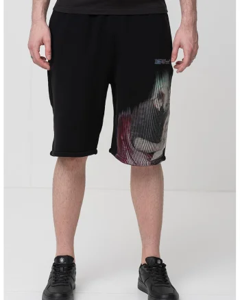 Pantaloni scurti de trening cu snur, Verde/Negru/Bej