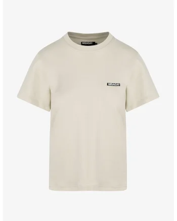 Tricou cu decolteu la baza gatului si logo discret, Bej