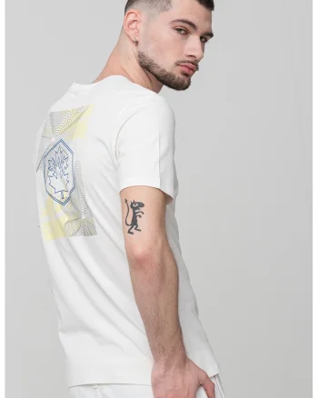Tricou din amestec de bumbac cu imprimeu, Albastru royal/Alb murdar