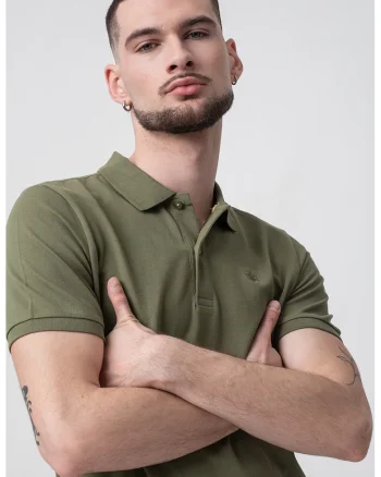 Tricou slim fit cu guler polo, Verde sparanghel