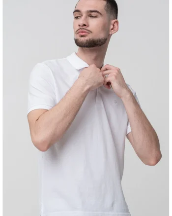 Tricou polo de bumbac pique, Alb optic