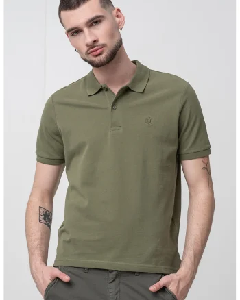 Tricou polo de bumbac pique, Verde feriga