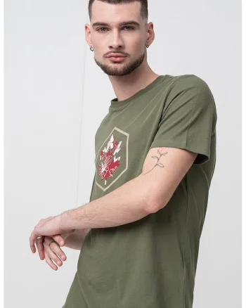 Tricou cu imprimeu grafic frontal, Verde feriga