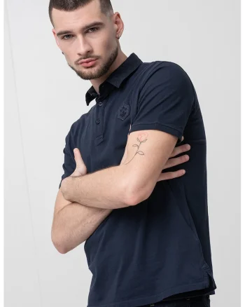 Tricou uni cu guler polo, Albastru ultramarin