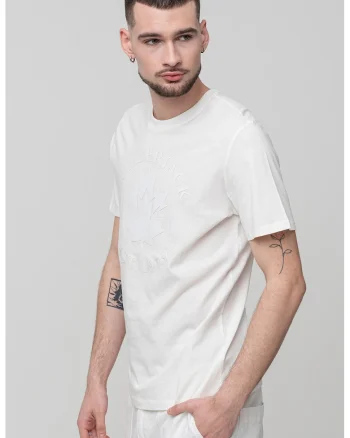 Tricou de bumbac cu logo supradimensionat, Alb murdar