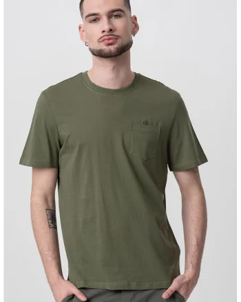 Tricou cu decolteu la baza gatului si buzunar pe piept, Verde sparanghel