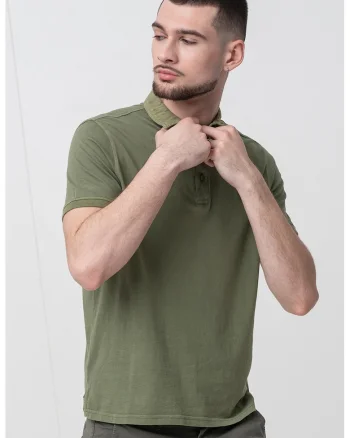 Tricou uni cu guler polo, Verde feriga
