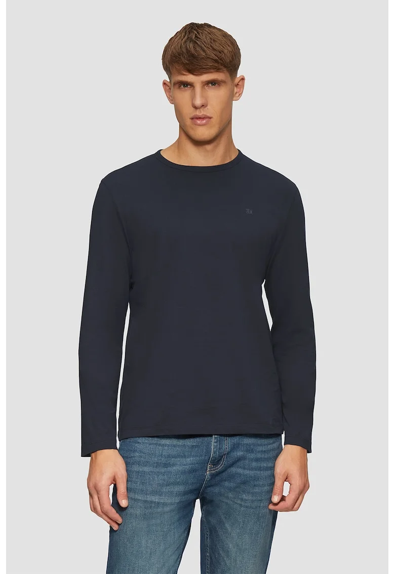 Bluza slim-fit cu decolteu la baza gatului, Albastru ultramarin