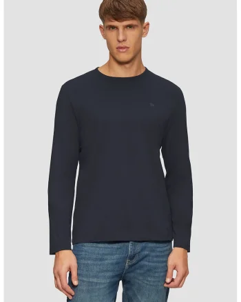 Bluza slim-fit cu decolteu la baza gatului, Albastru ultramarin