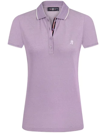 Tricou din amestec de bumbac cu fenta cu nasturi, Lila