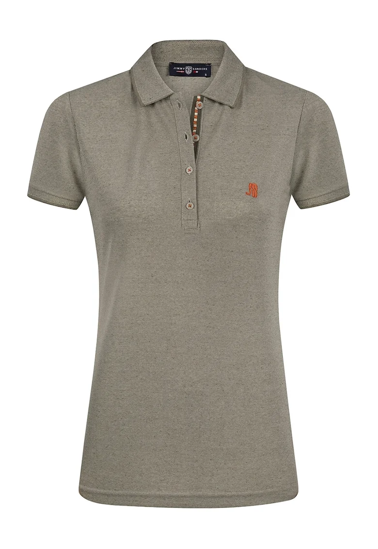Tricou din amestec de bumbac cu fenta cu nasturi, Kaki