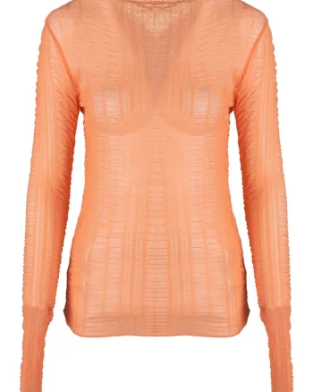 Bluza cu decolteu in V, Portocaliu,