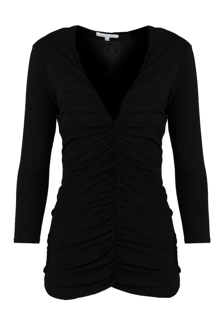 Bluza slim fit cu fronseuri, Negru, 36