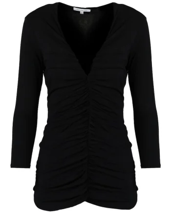 Bluza slim fit cu fronseuri, Negru, 36