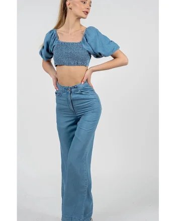 Top crop cu snur pentru ajustare pe partea din spate, 38