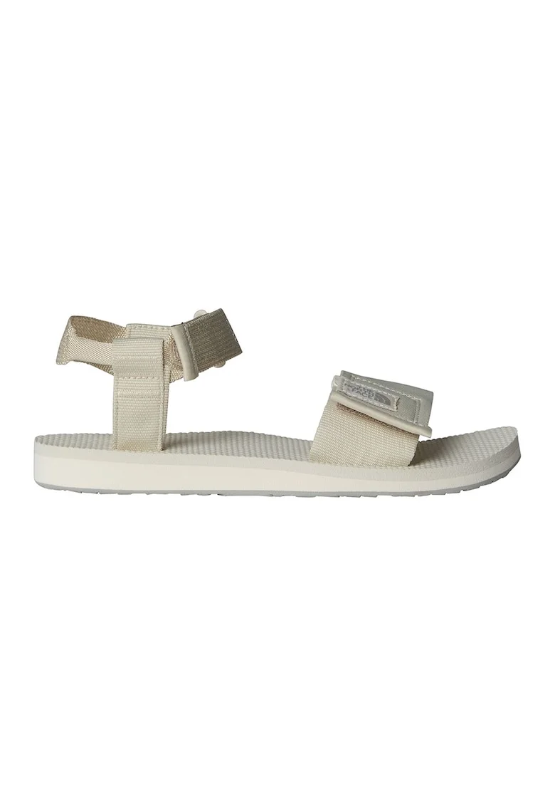 Sandale cu talpa plata si velcro, Crem