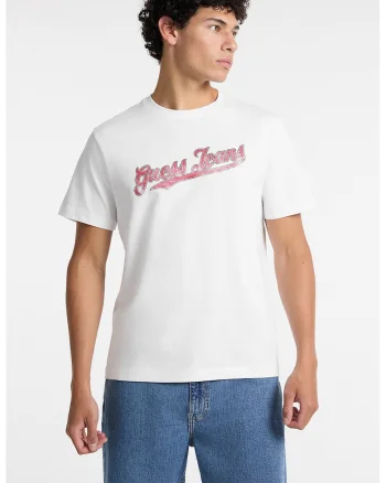 Tricou de bumbac cu decolteu la baza gatului, Rosu stins/Alb optic