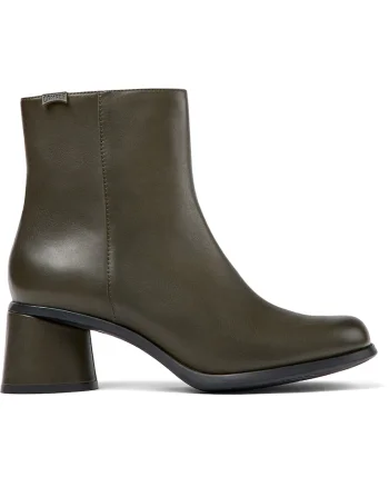 Botine de piele cu toc patrat Kiara 1345, Verde masliniu