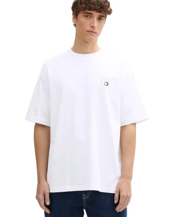 Tricou lejer cu imprimeu pe spate, Alb