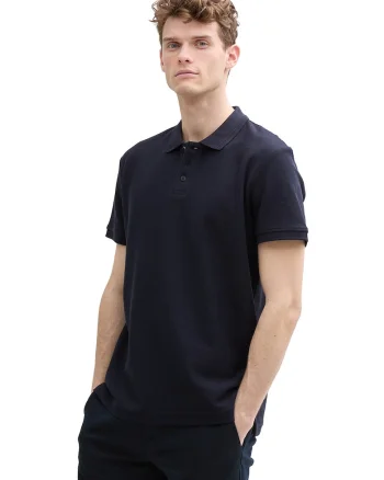 Tricou polo cu model uni, Bleumarin