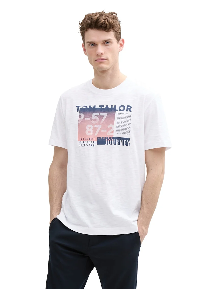 Tricou din bumbac cu imprimeu, Alb/Roz