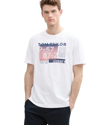 Tricou din bumbac cu imprimeu, Alb/Roz