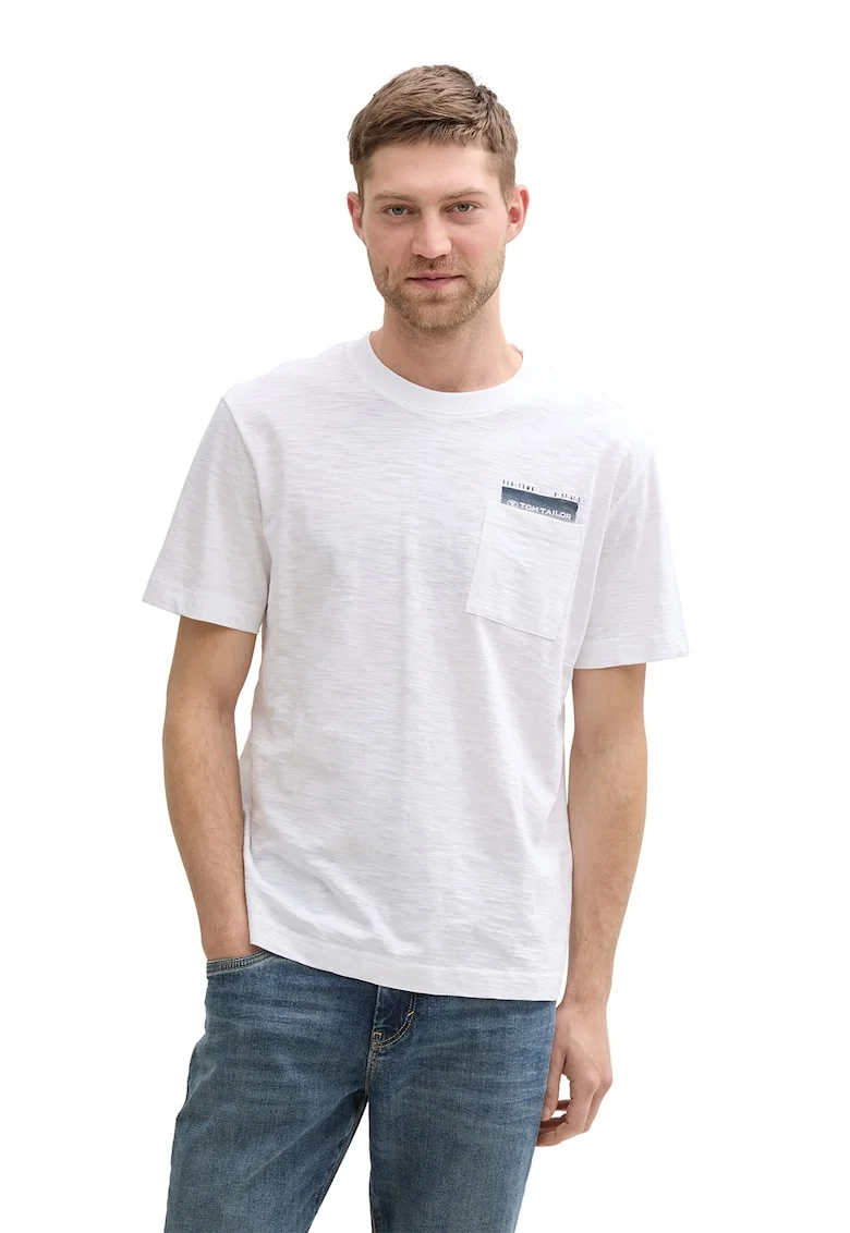 Tricou regular-fit cu buzunar pe piept, Alb