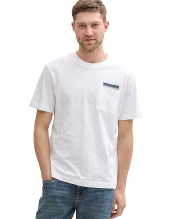 Tricou regular-fit cu buzunar pe piept, Alb