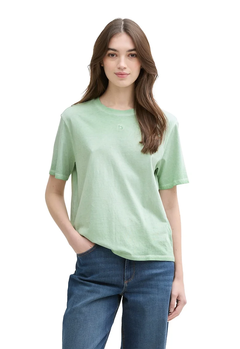 Tricou cu maneci cazute si decolteu la baza gatului, Verde pal