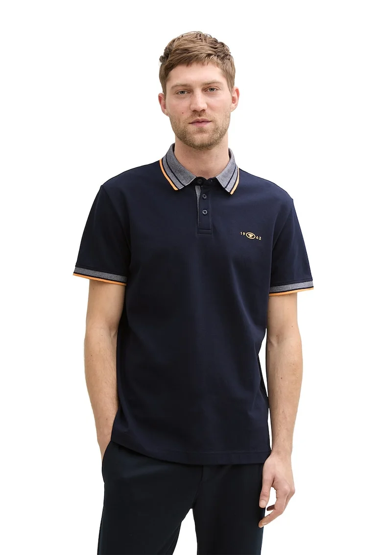 Tricou polo cu detalii contrastante, Galben/Bleumarin