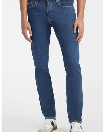Blugi slim fit cu talie medie, Albastru inchis
