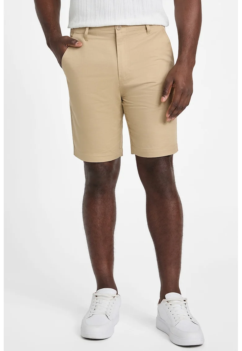 Pantaloni scurti uni din amestec de in, Bej deschis
