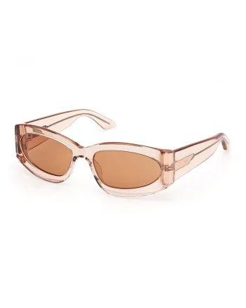Ochelari de soare ovali cu lentile uni, Roz somon/Transparent