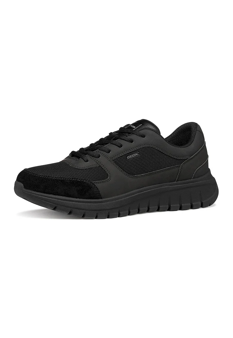 Pantofi sport Herren din material textil cu insertii din piele ecologica, Negru
